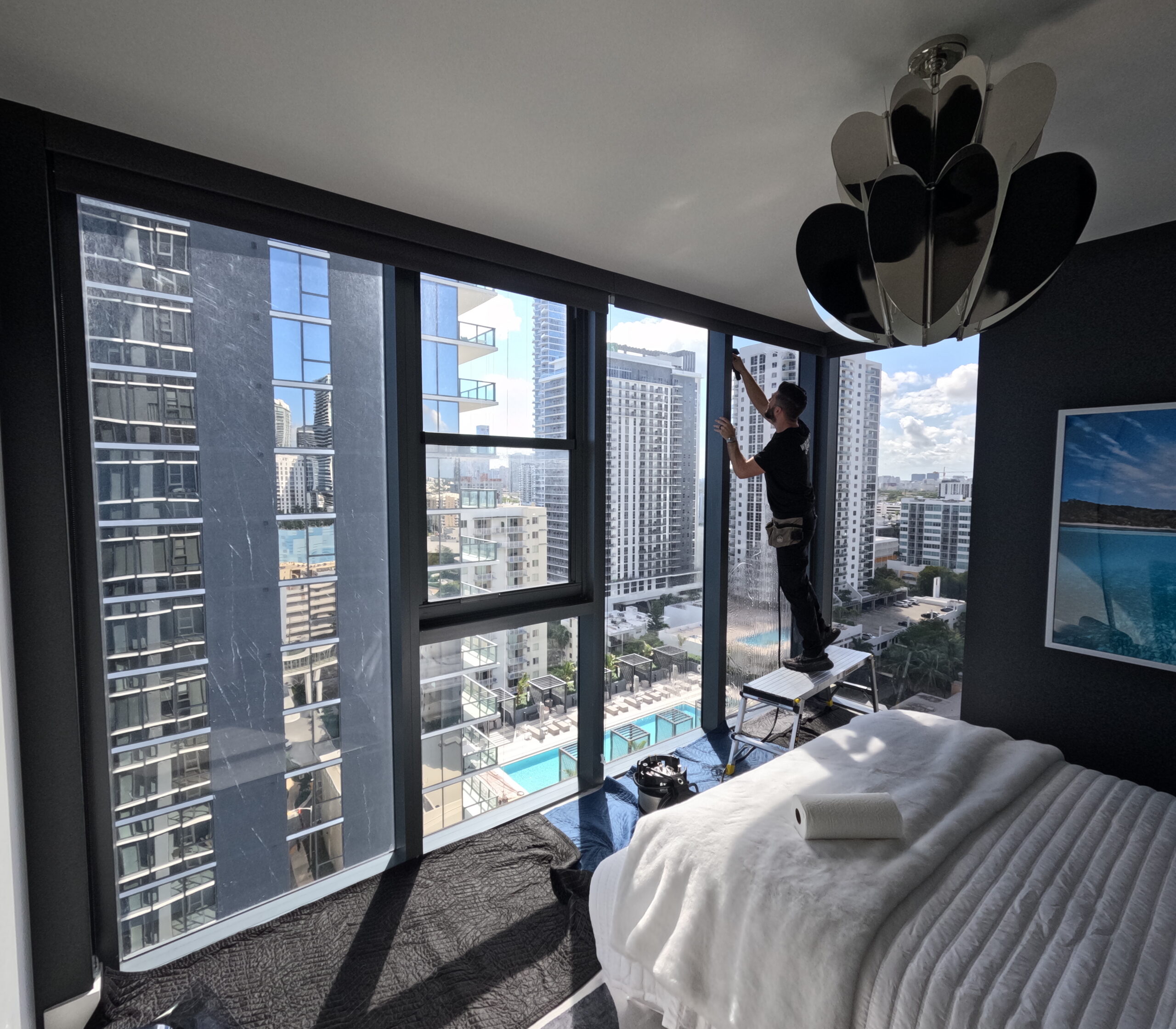 50% ceramic film install, downtown Miami condo